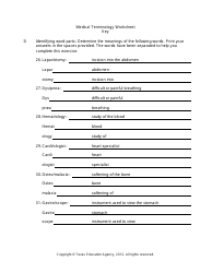 Medical Terminology Worksheet - Texas, Page 9