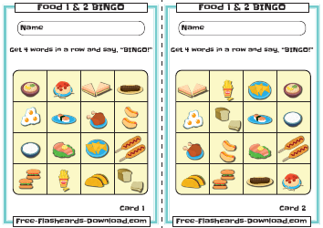 Document preview: Food Bingo Cards