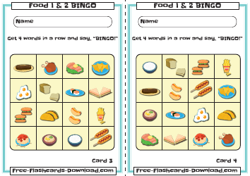 Food Bingo Cards, Page 2