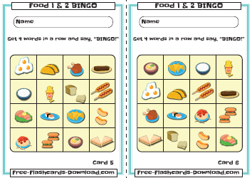 Food Bingo Cards, Page 3