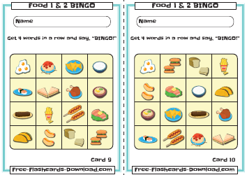 Food Bingo Cards, Page 5