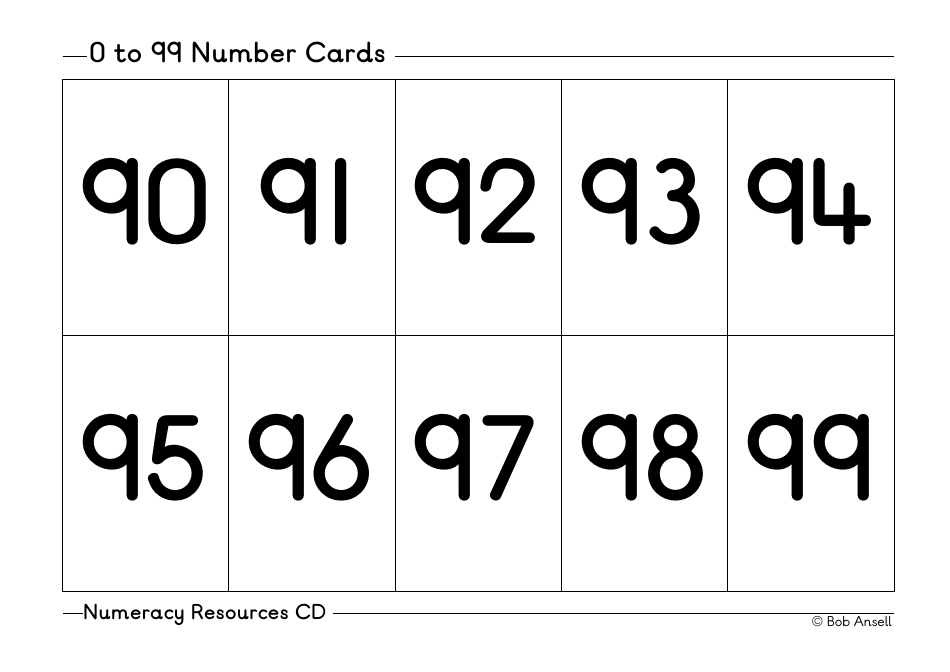 0 to 99 Number Flashcards, Page 10