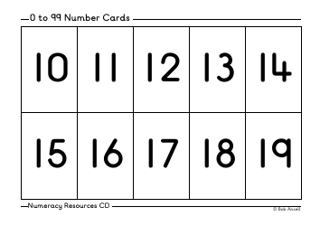 0 to 99 Number Flashcards, Page 2
