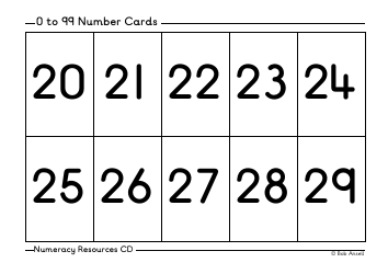 0 to 99 Number Flashcards, Page 3