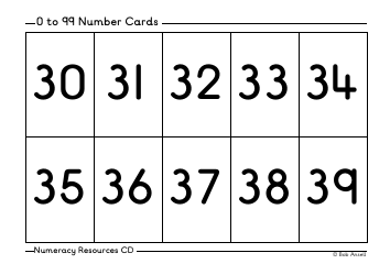 0 to 99 Number Flashcards, Page 4