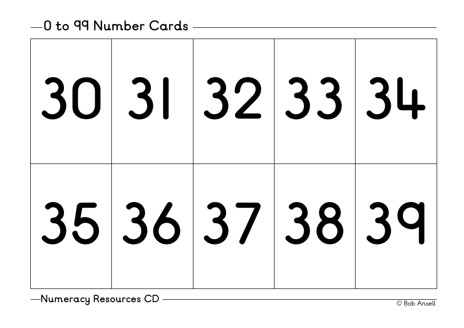 0 to 99 Number Flashcards, Page 4