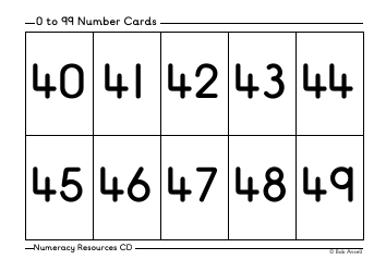 0 to 99 Number Flashcards, Page 5