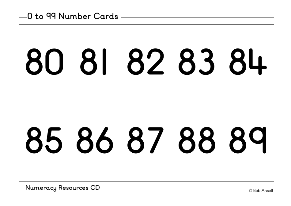 0 to 99 Number Flashcards, Page 9