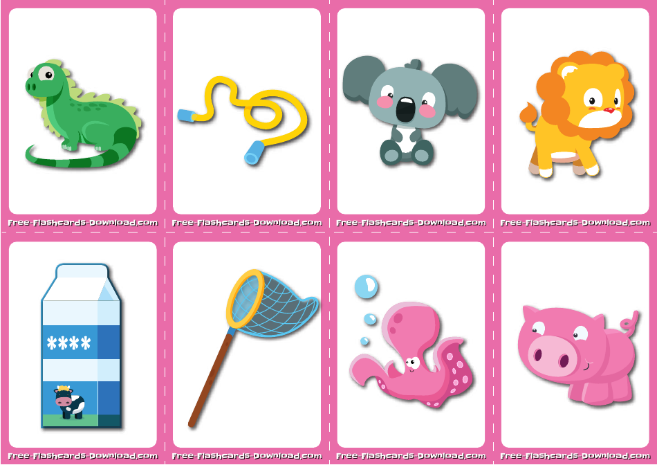 English Alphabet Flashcards - Pink, Page 6