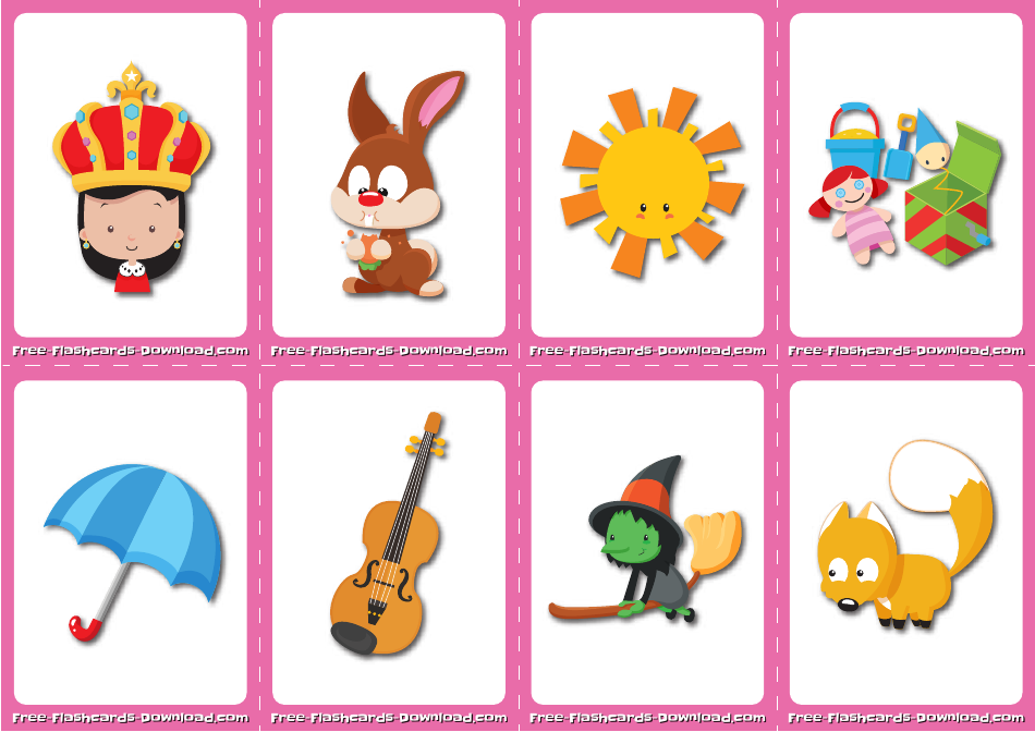 English Alphabet Flashcards - Pink, Page 7