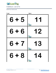 Math Facts Flashcards - Addition - Set of 6-8, Page 2
