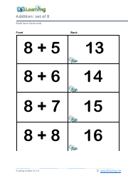 Math Facts Flashcards - Addition - Set of 6-8, Page 8