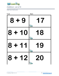 Math Facts Flashcards - Addition - Set of 6-8, Page 9