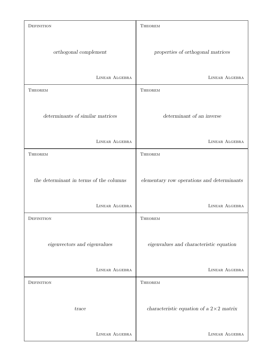 Linear Algebra Flashcards, Page 5