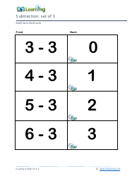 Math Facts Flashcards - Subtraction - Set of 0-9, Page 10