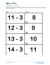 Math Facts Flashcards - Subtraction - Set of 0-9, Page 12