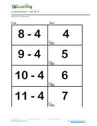 Math Facts Flashcards - Subtraction - Set of 0-9, Page 14