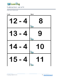 Math Facts Flashcards - Subtraction - Set of 0-9, Page 15