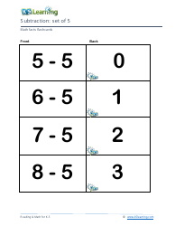 Math Facts Flashcards - Subtraction - Set of 0-9, Page 16