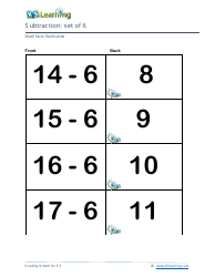 Math Facts Flashcards - Subtraction - Set of 0-9, Page 21