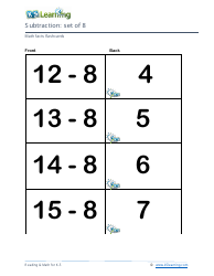 Math Facts Flashcards - Subtraction - Set of 0-9, Page 23