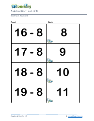 Math Facts Flashcards - Subtraction - Set of 0-9, Page 24