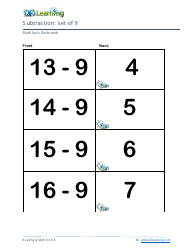 Math Facts Flashcards - Subtraction - Set of 0-9, Page 26