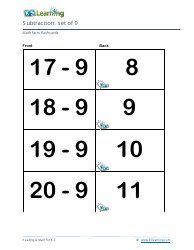Math Facts Flashcards - Subtraction - Set of 0-9, Page 27