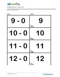 Math Facts Flashcards - Subtraction - Set of 0-9, Page 3