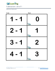 Math Facts Flashcards - Subtraction - Set of 0-9, Page 4