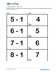 Math Facts Flashcards - Subtraction - Set of 0-9, Page 5