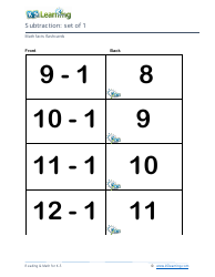Math Facts Flashcards - Subtraction - Set of 0-9, Page 6