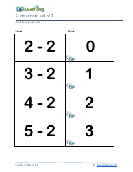 Math Facts Flashcards - Subtraction - Set of 0-9, Page 7