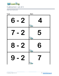 Math Facts Flashcards - Subtraction - Set of 0-9, Page 8