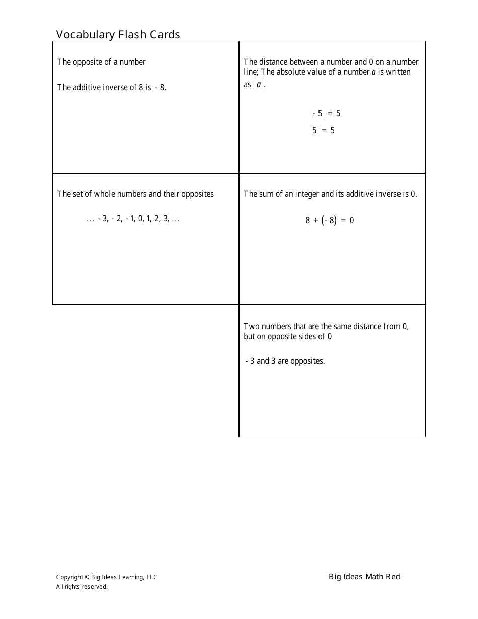 Grade 7 Math Vocabulary Flashcards Download Printable PDF | Templateroller
