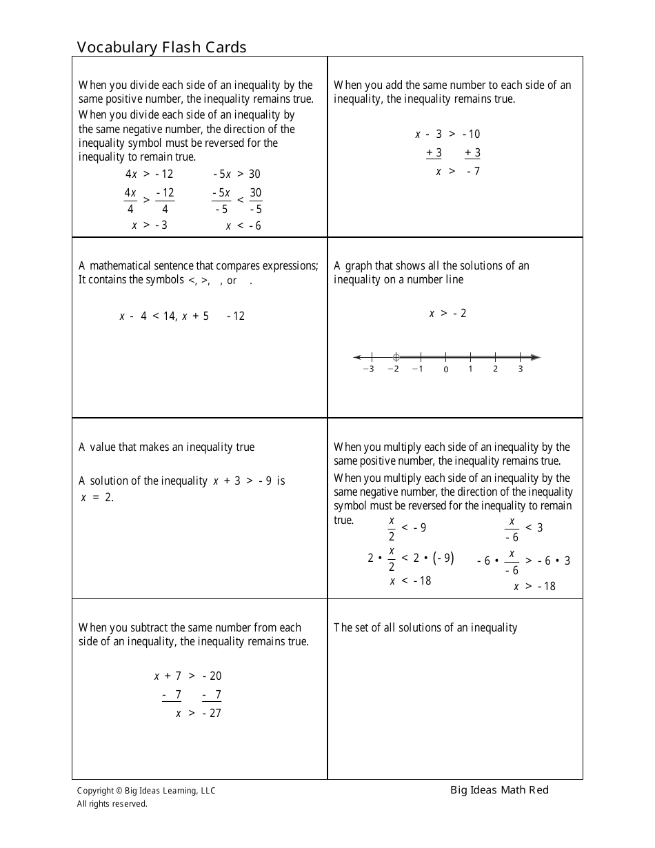Grade 7 Math Vocabulary Flashcards Download Printable PDF | Templateroller