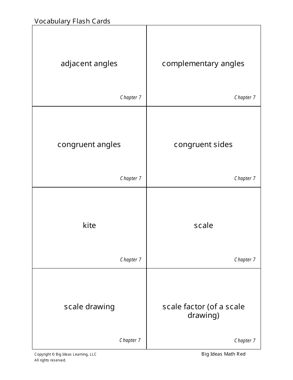 Grade 7 Math Vocabulary Flashcards Download Printable PDF | Templateroller
