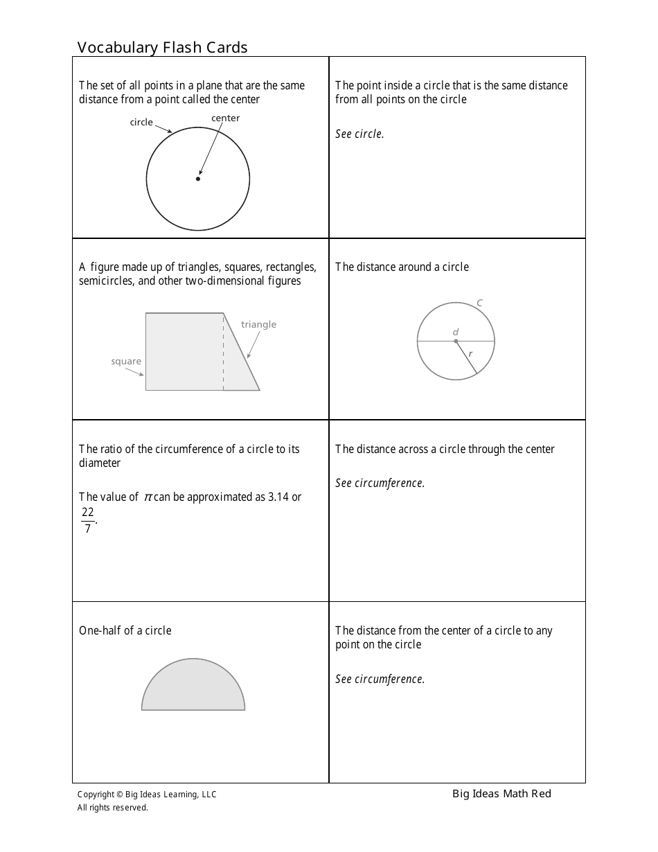 Grade 7 Math Vocabulary Flashcards Download Printable PDF | Templateroller