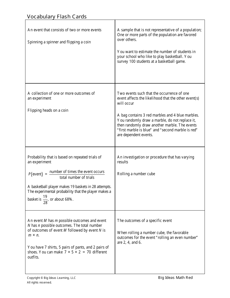 Grade 7 Math Vocabulary Flashcards Download Printable PDF | Templateroller