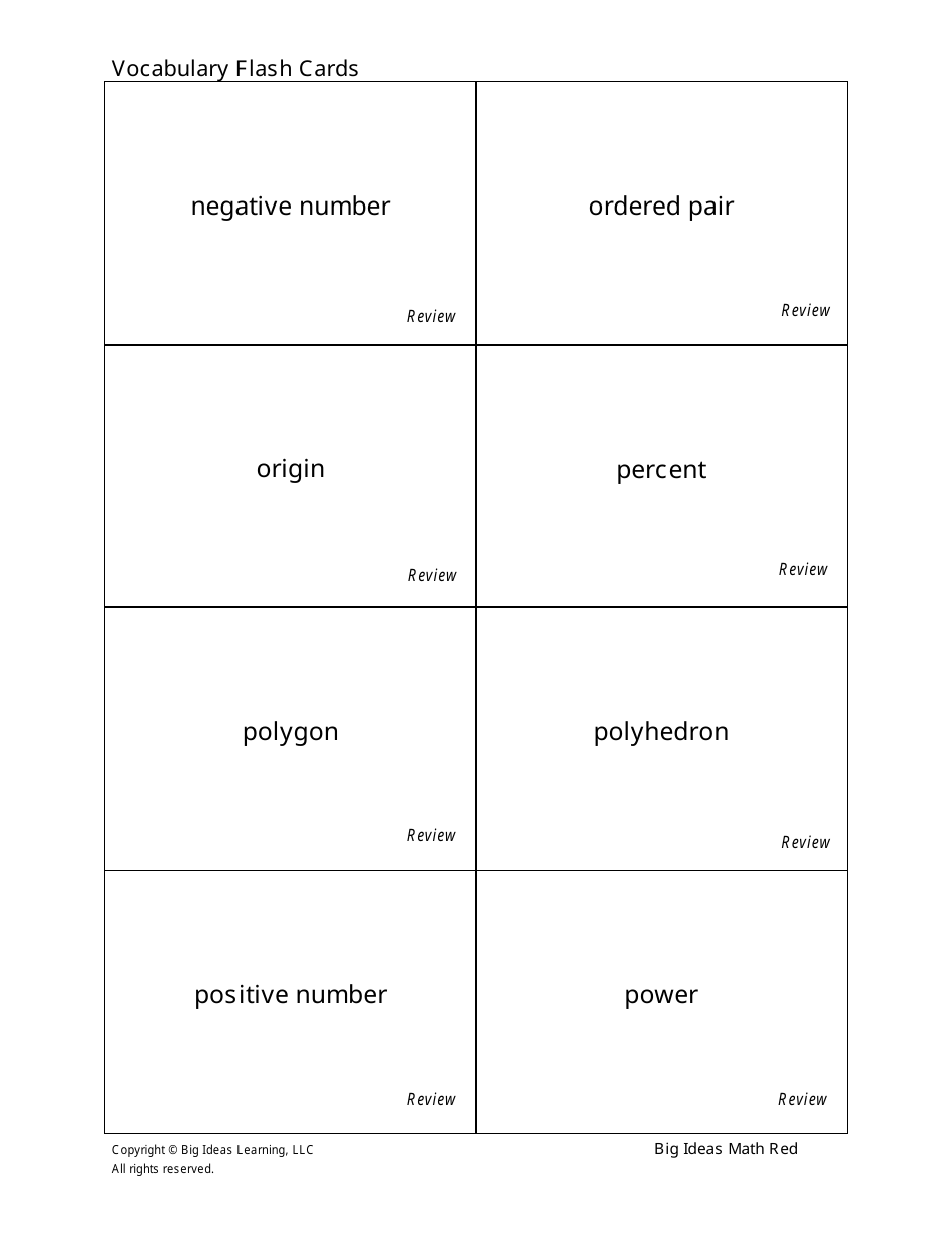 Grade 7 Math Vocabulary Flashcards Download Printable PDF | Templateroller