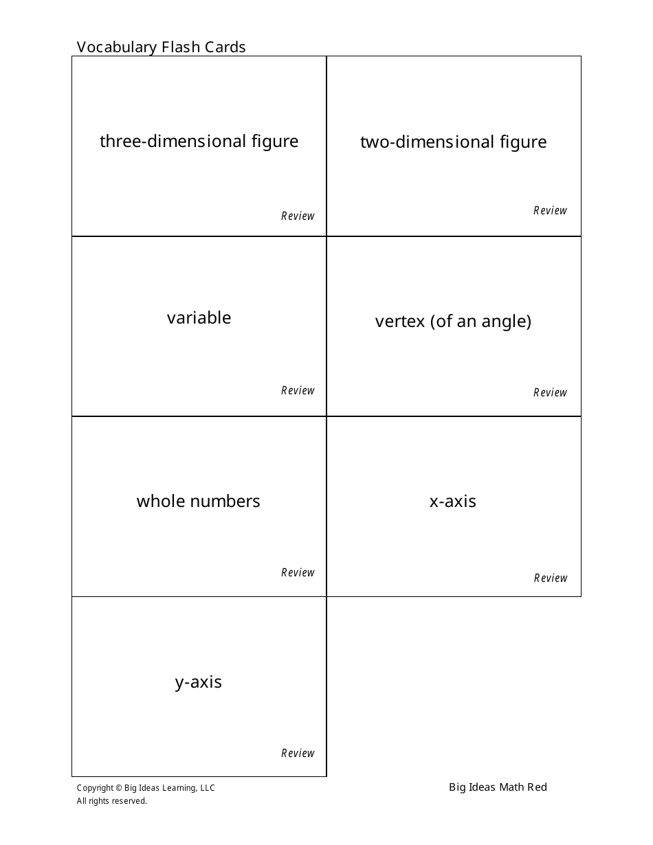 Grade 7 Math Vocabulary Flashcards Download Printable PDF | Templateroller