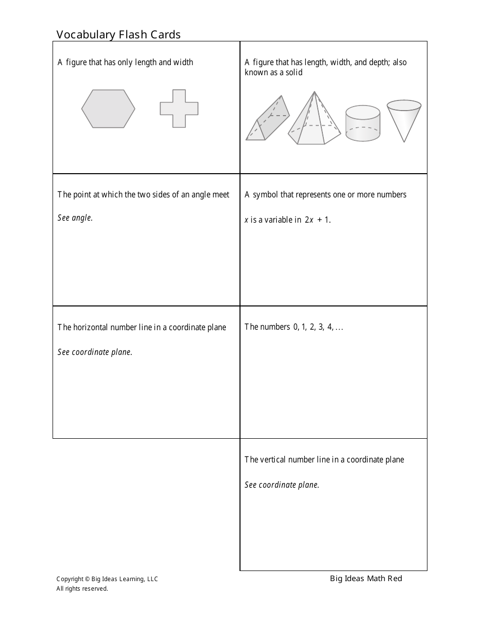 Grade 7 Math Vocabulary Flashcards Download Printable PDF | Templateroller