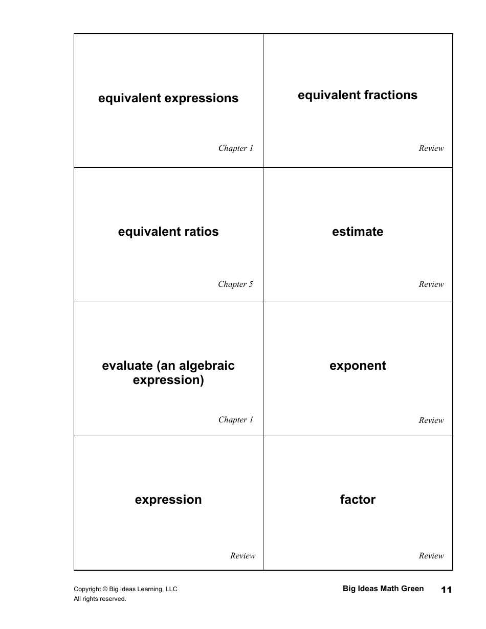 Math Glossary Flashcards, Page 11
