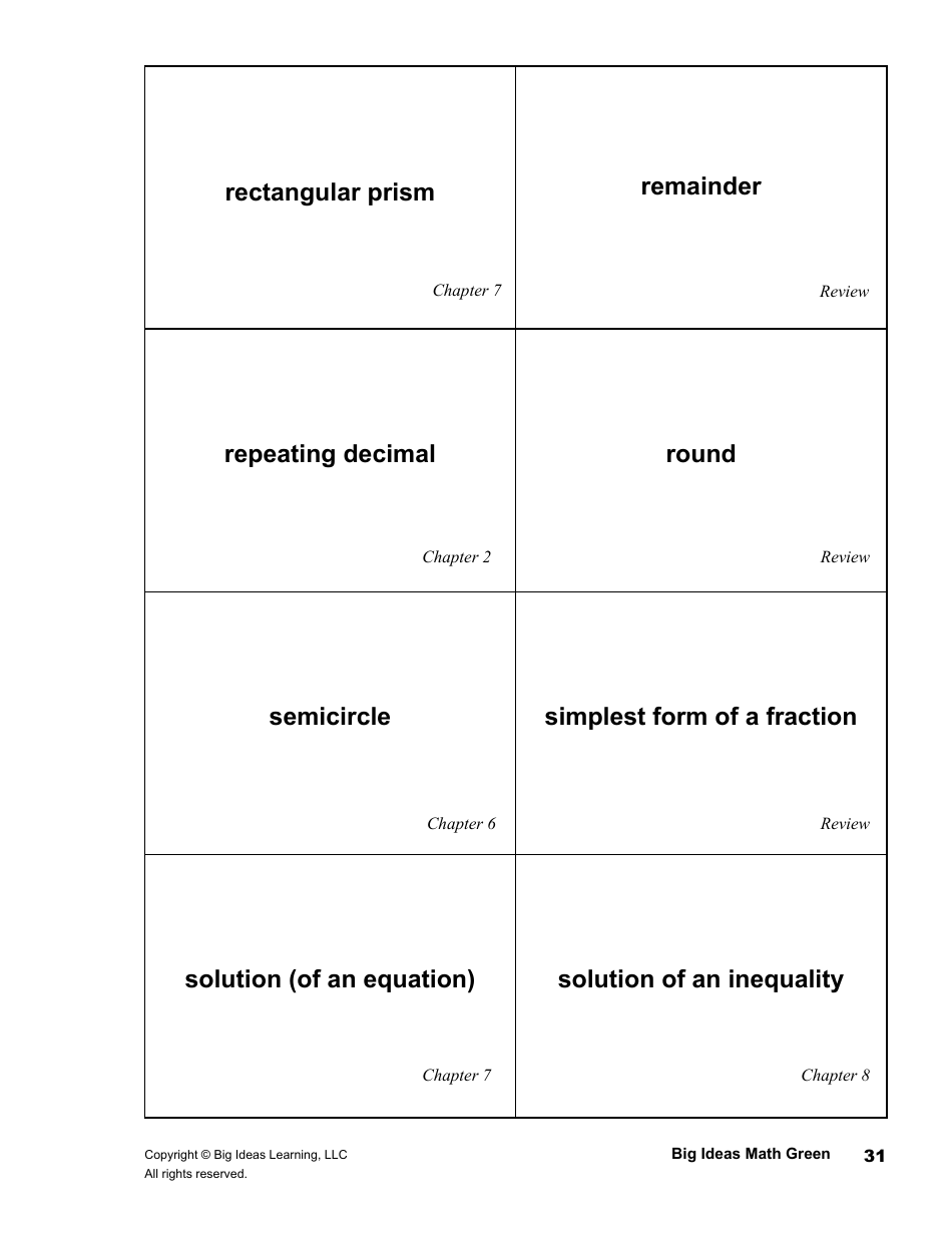Math Glossary Flashcards, Page 31
