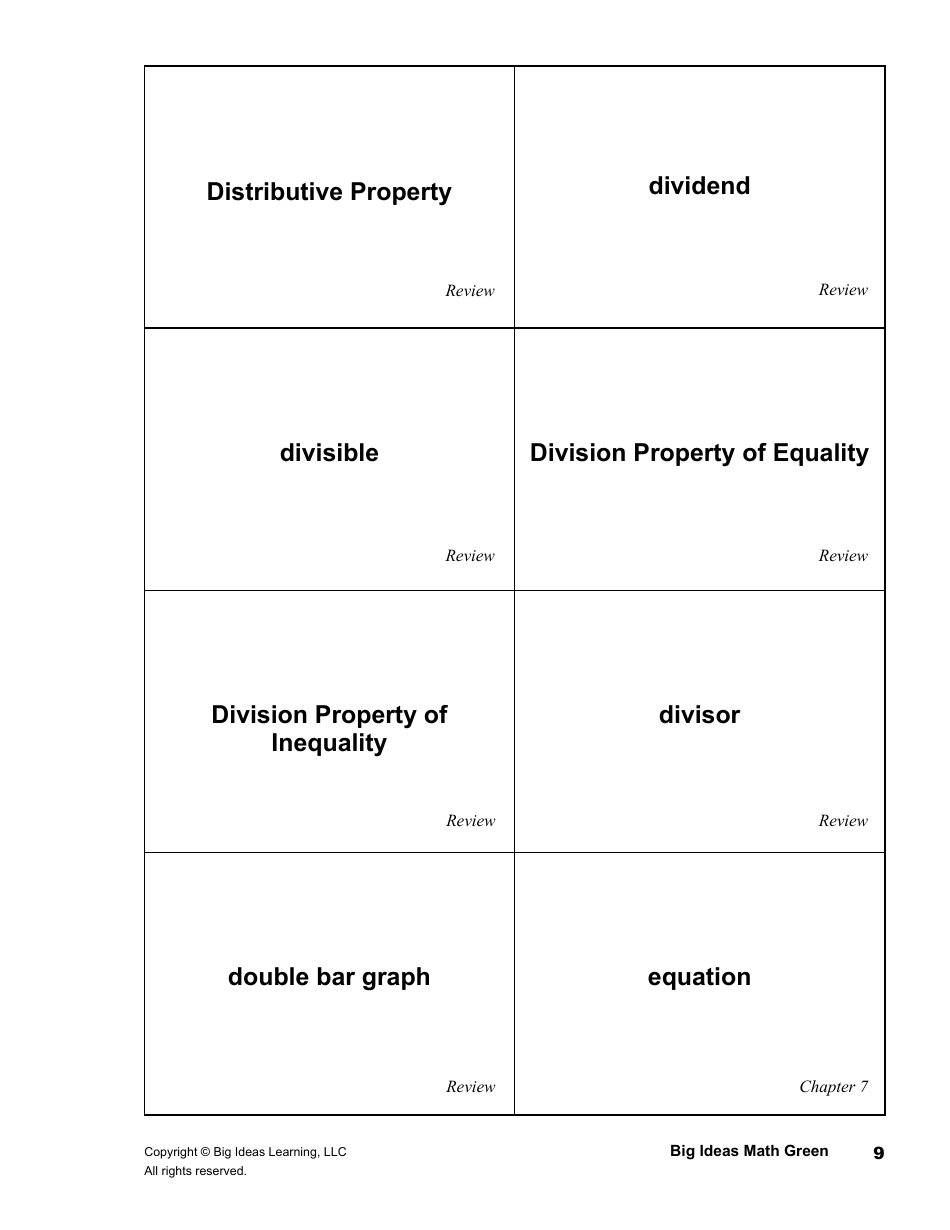 Math Glossary Flashcards, Page 9