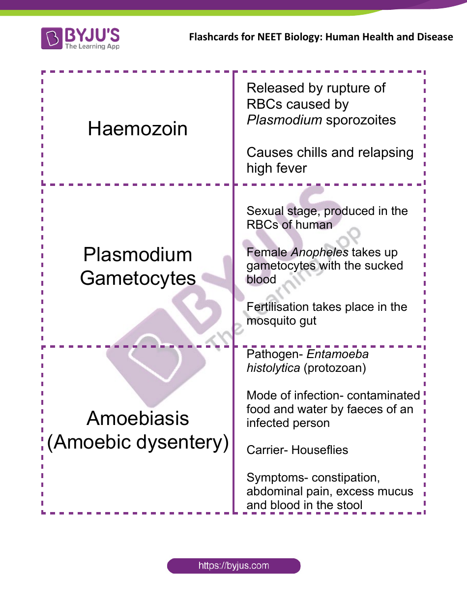 Neet Biology Flashcards - Human Health and Disease, Page 3