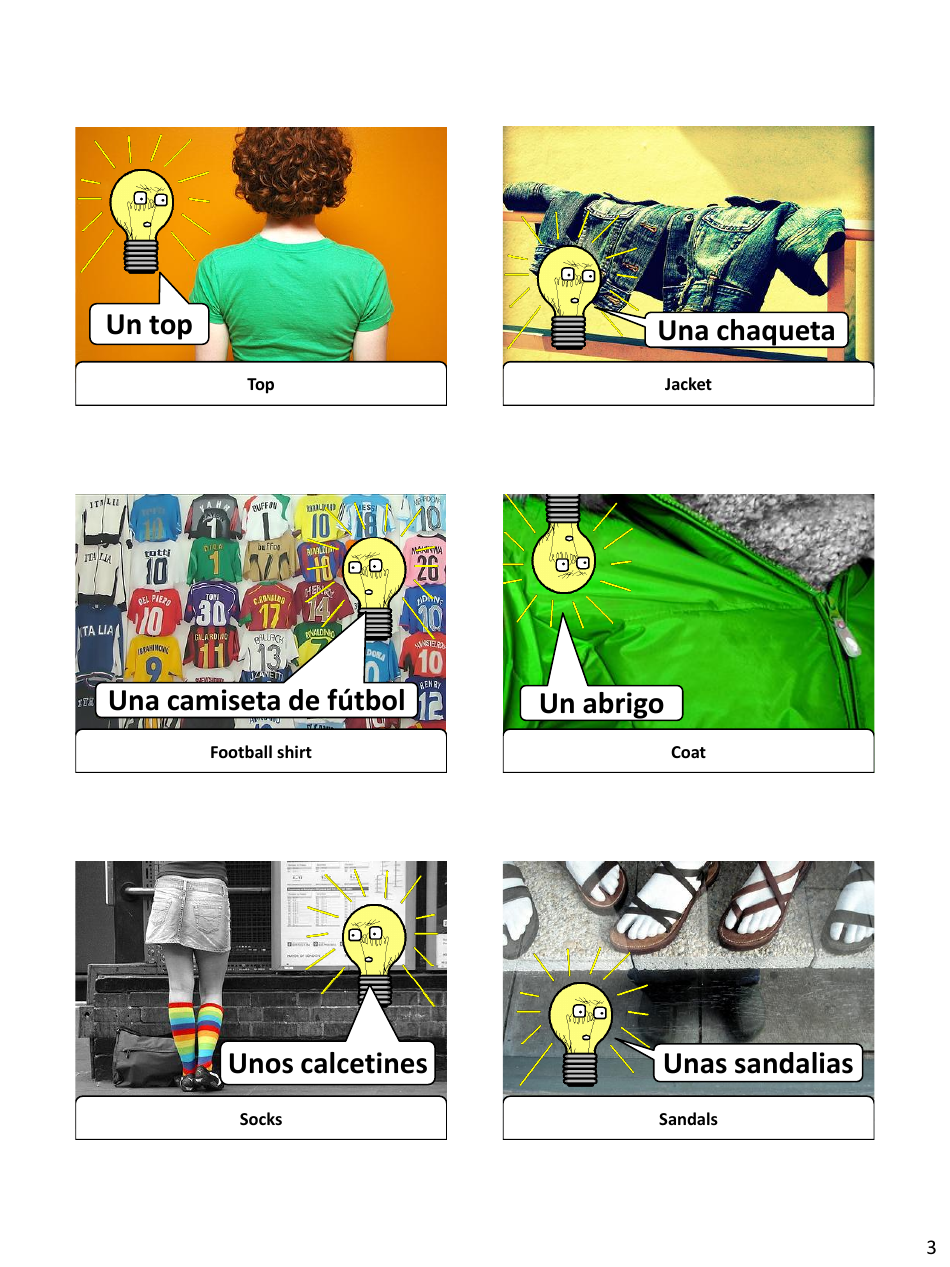 Spanish Revision Flashcards - Clothes, Page 3
