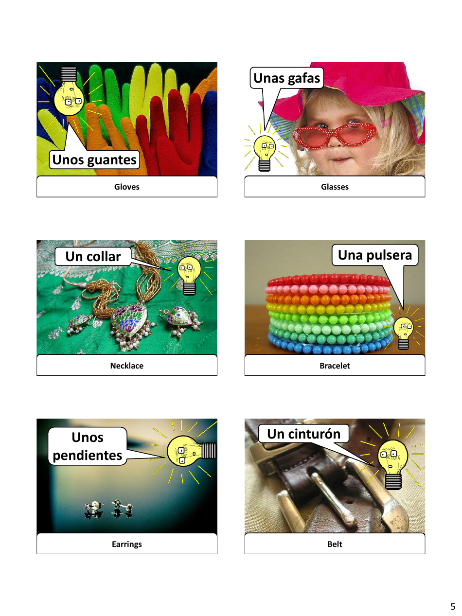 Spanish Revision Flashcards - Clothes, Page 5