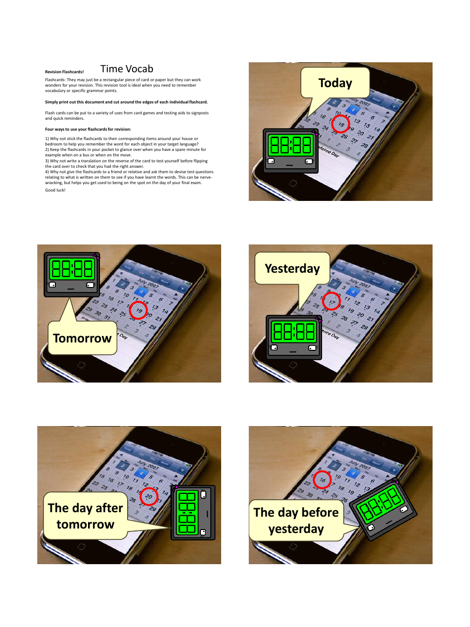 English Vocab Revision Flashcards Time Download Printable PDF