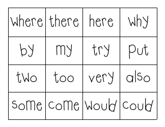 Trick Word Flashcards, Page 3